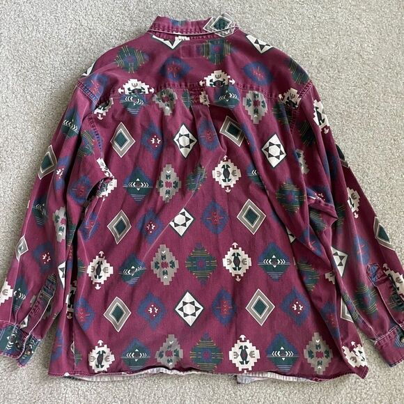 REVIEW BY BAXTER Southwestern Long Sleeve Button Front Shirt Size XL Cotton - Picture 2 of 3